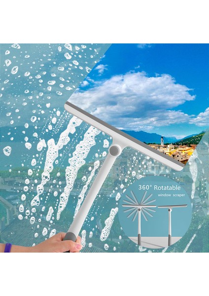 Siyah Stil 360 Derece Dönebilen Silikon Cam Sileceği Duş Sileceği Pencere Sileceği Kazıyıcı Ayna Temizleyici Ev Temizlik Aracı (Yurt Dışından)