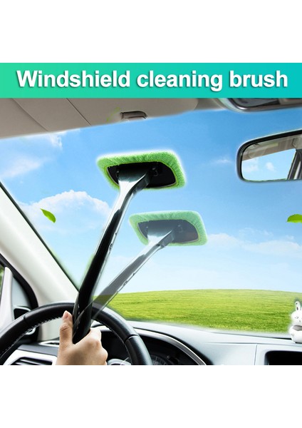 Yeşil Stil 2 Adet Pencere Cam Temizleme Fırçası Mikrofiber Bez Araba Cam Temizleyici Saplı Toz Temizleme Aracı Iç Cam Sileceği (Yurt Dışından) fiyatları