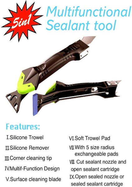 Siyah Stil Yeni Yaratıcı 5ın1 Silikon Kalıntı Giderici Silikon Bitirici Sızdırmazlık Pürüzsüz Kazıyıcı Fugalar Kiti Araçları Plastik El Aletleri Seti Aksesuarları (Yurt Dışından) modelleri