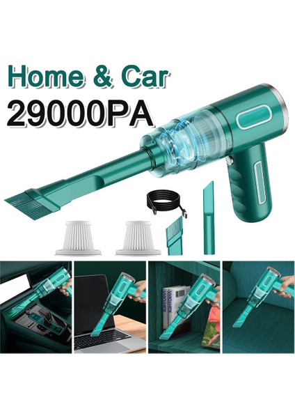 Yeşil USB Fişi Stili Pa Araba Kablosuz Elektrikli Süpürge Taşınabilir Şarj Edilebilir Temizlik Cihazı USB Mini Islak Kuru Ev & Araba Çift Kullanımlı Süpürge (Yurt Dışından) modelleri