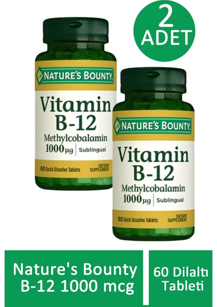 B-12 1000 Mcg 60 Dilaltı Tableti 2 Adet