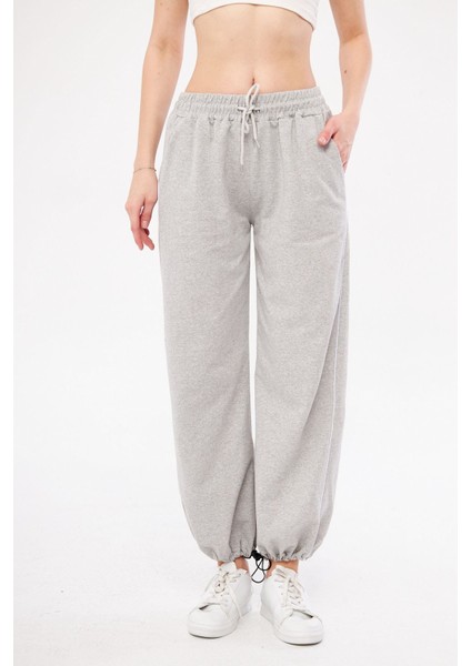 Harajuku Zip Detail Gray Tracksuit Oversize Eşofman Altı