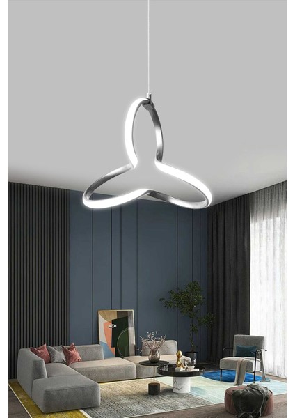 Modern Sarkıt LED Avize Gümüş Renk Beyaz Işık Ledli Avize 1 Yıl Garantili