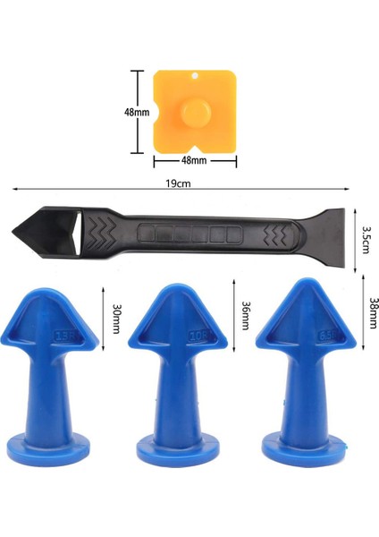 Mavi-Set-02 Tarzı 5in1 Cam Yapıştırıcı Fuga Bitirici Derz Kiti Araçları Silikon Sökücü Sızdırmazlık Pürüzsüz Kazıyıcı Zemin Küf Temizleme El Aletleri Seti (Yurt Dışından)