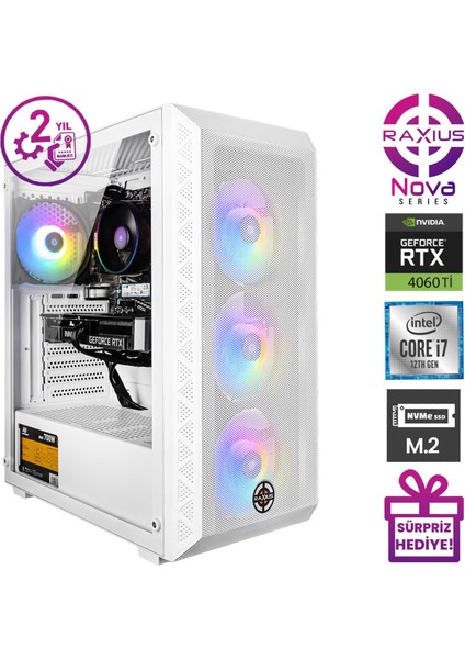Nova G2 I7 4060TI-27F11 I7-12700F 64GB 1tbssd RTX4060TI W11P Gaming Masaüstü Bilgisayar