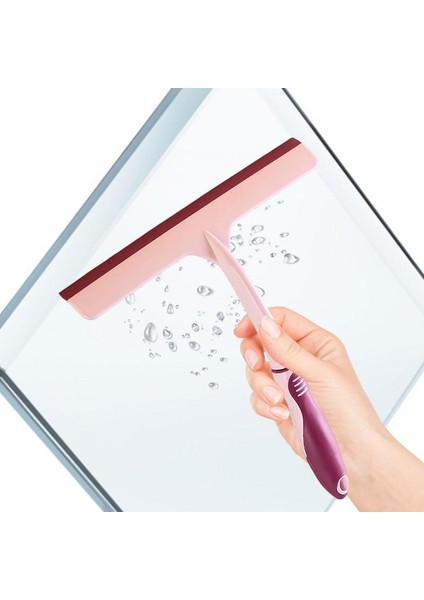 Pembe Tarzı Ev Temizliği Banyo Aynası Silgisi Fayans Duvar Duş Sıyırıcısı Araba Camı Silgisi Temizleyici Aracı Pencere Camı Sileceği Kazıyıcı (Yurt Dışından)