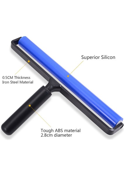Mavi Stil 12 Inç Geniş Yapıştırıcı Silikon Yumuşak Kauçuk Yapıştırma Rulosu Squeegee Rulo Tekerlek Anti-Statik Sticky Deadener Otomotiv (Yurt Dışından) modelleri