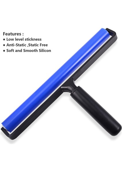Mavi Stil 12 Inç Geniş Yapıştırıcı Silikon Yumuşak Kauçuk Yapıştırma Rulosu Squeegee Rulo Tekerlek Anti-Statik Sticky Deadener Otomotiv (Yurt Dışından) fırsatları
