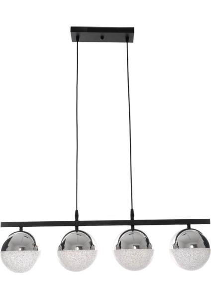 Sezar Krom Renk Modern Tasarım Yemek Masası Üstü - Salon 4 Lü LED Avize