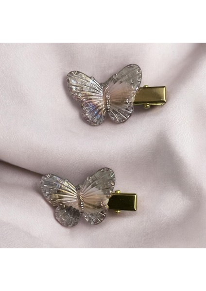 Şeffaf Kelebek Desenli Kadın Pens Toka