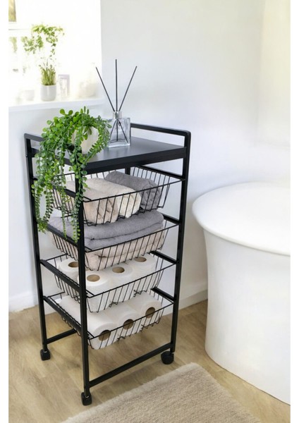 Metal 4 Katlı Çekmeceli Banyo Düzenleyici Organizer Havluluk 9040 1-1-369