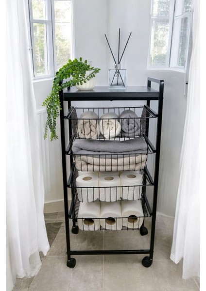 Metal 4 Katlı Çekmeceli Banyo Düzenleyici Organizer Havluluk 9040 1-1-369 fiyatları