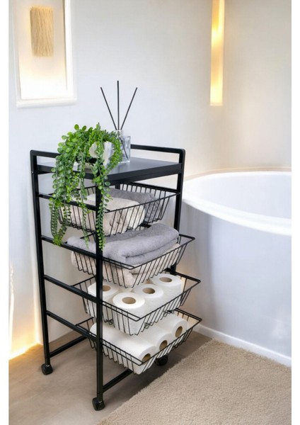 Metal 4 Katlı Çekmeceli Banyo Düzenleyici Organizer Havluluk 9040 1-1-369 modelleri