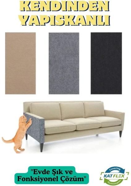 Yapışkanlı Koltuk Kenarı Koruyucu Kedi Tırmalama Halısı Kedi Tırnak Bakım Halısı (50 cm x 100 cm)