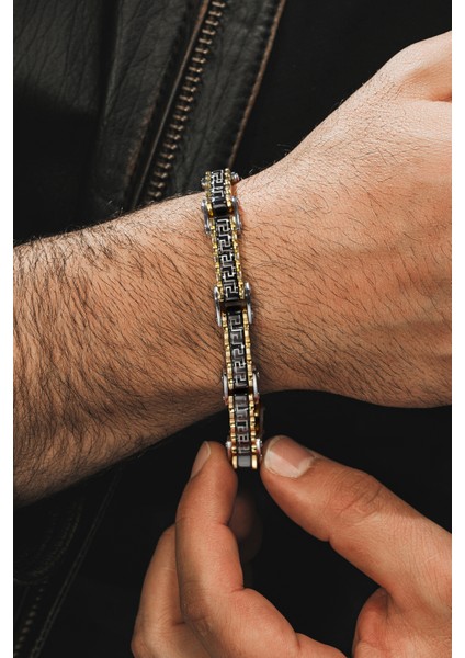 Grek Çark Çelik Sarı Erkek Bileklik Künye Cblaltgrek1