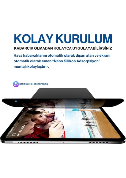 Apple iPad Air 3 10.5 Uyumlu Privacy Hayalet Full Glue Tablet Ekran Koruyucu