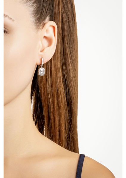 Baget Işıltısı 18 Ayar Beyaz Altın Kaplama Gümüş Küpe fiyatları