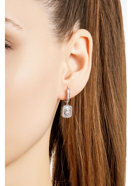 Baget Işıltısı 18 Ayar Beyaz Altın Kaplama Gümüş Küpe modelleri