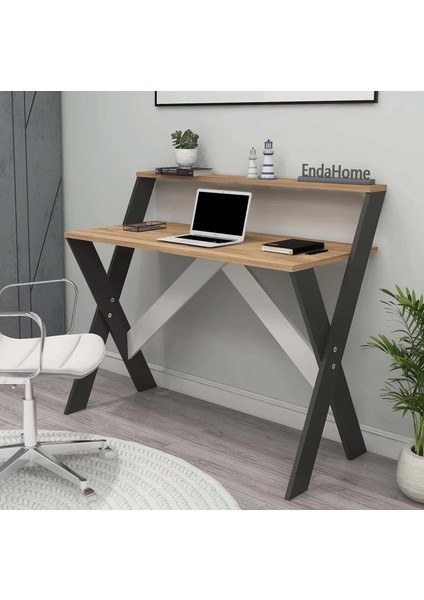 Home Enda x Ayaklı Raflı Ders Çalışma Masası 50X90 cm Antrasit - Çam