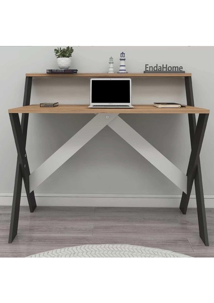 Home Enda x Ayaklı Raflı Ders Çalışma Masası 50X90 cm Antrasit - Çam