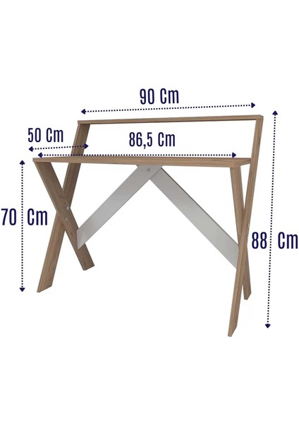 Home Enda x Ayaklı Raflı Ders Çalışma Masası 50X90 cm Antrasit - Çam