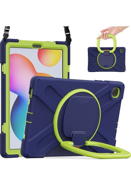 Samsung Galaxy Tab S6 P610 Kılıf (Lacivert+Sarı Yeşil) Samsung Galaxy Tab S6 Lite P610 (Yurt Dışından)
