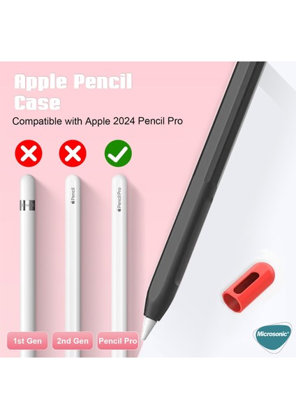 Apple Pencil Pro Kılıf Mat Silikon Kırmızı Beyaz