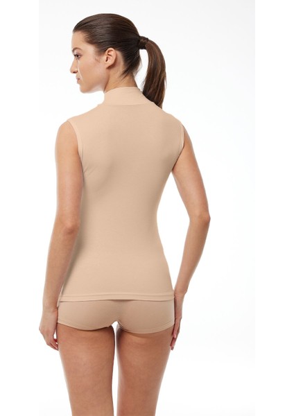 Kadın Ten Rengi Kolsuz Yarım Balıkçı Yaka Modal Görünmez Body 1044 modelleri