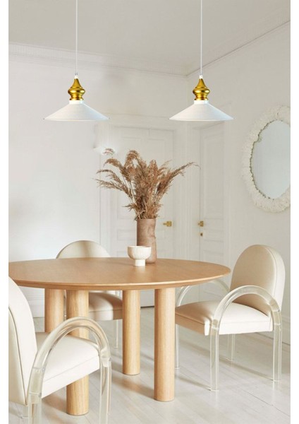 Ikili Salon Beyaz Sarkıt Lamba Yemek Masası Oturma Odası Mutfak Salon Otel Showroom Kuaför