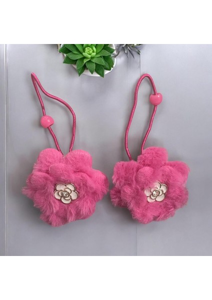 Çiçek Figürlü Peluş Bağlamalı Kız Çocuk Toka