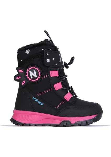 014-24 Deri Kürklü Paraşüt Kumaş Kız Çocuk Bot Siyah Fuşya fiyatları