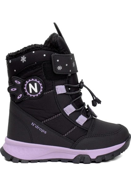 014-24 Deri Kürklü Paraşüt Kumaş Kız Çocuk Bot Siyah Lila fiyatları