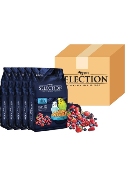 Selection Gerçek Meyve Parçalı Muhabbet Yemi 1kg ( 5 Li Paket )