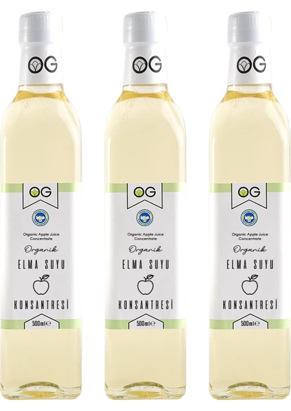 OG natural 3'lü Organik Elma Suyu Konsantresi 500 ML