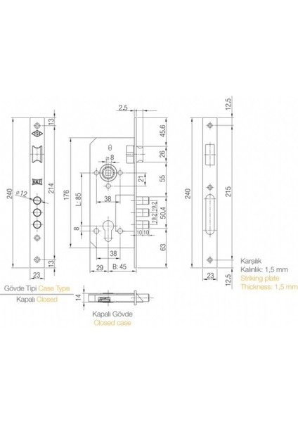 Silindirli Gömme Kilit 3 Milli Bilyalı Barelli 45 mm 2000 fırsatları