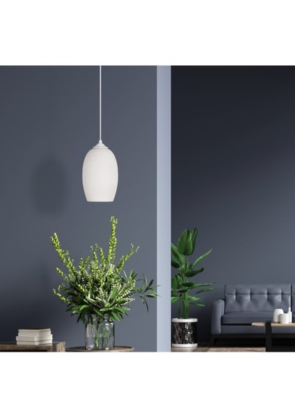 Eva Aydınlatma Modern Tekli Cam Sarkıt Çatlatma Desen Buz Rengi Tekli Avize 15 x 15 x 20