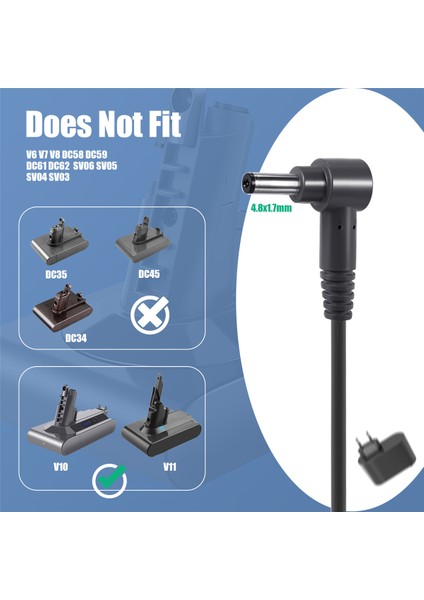V10 Elektrikli Süpürge Şarj Cihazı 30.45V-1.1A Güç Adaptörü-Ab Fişi Için Uygundur (Yurt Dışından)