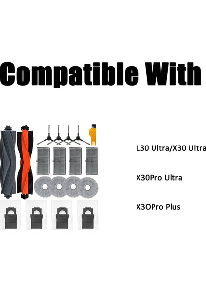 X30 ULTRA/L30 ULTRA/X30 Pro ULTRA/X30 Elektrikli Süpürge Için Yedek Set, Ana Fırçalar Filtreler Toz Torbaları (Yurt Dışından)