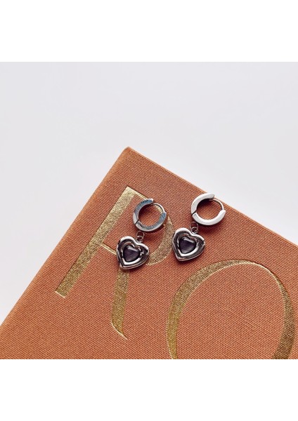 Luczi Grey Steel Earring | Çelik Küpe