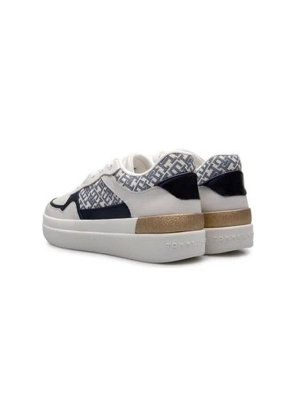 Kadın Beyaz Monogram Logolu Sneaker