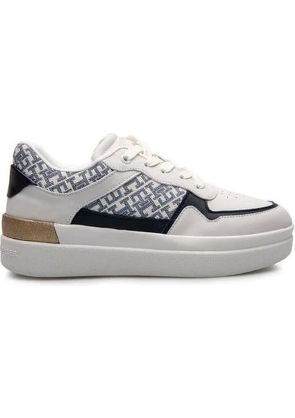 Kadın Beyaz Monogram Logolu Sneaker