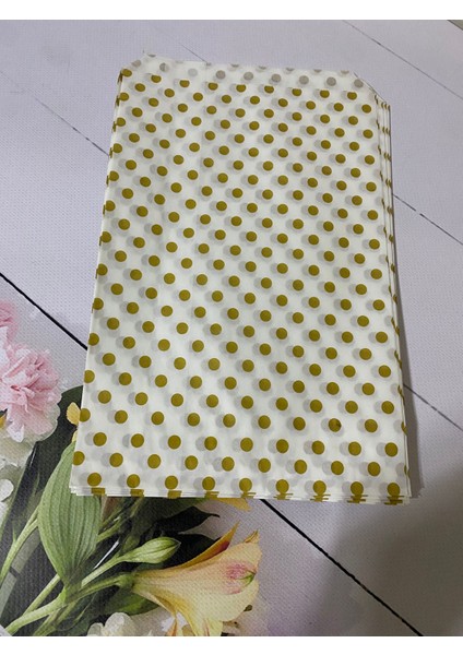 Gold Puantiye Desenli 18 x 30 cm 20 Adet Kese Kağıdı