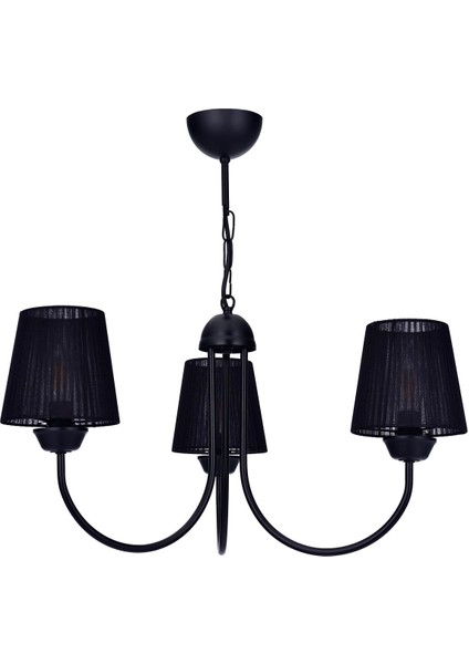 Oregon 3 Lü Siyah Avize (Siyah Şapkalı)