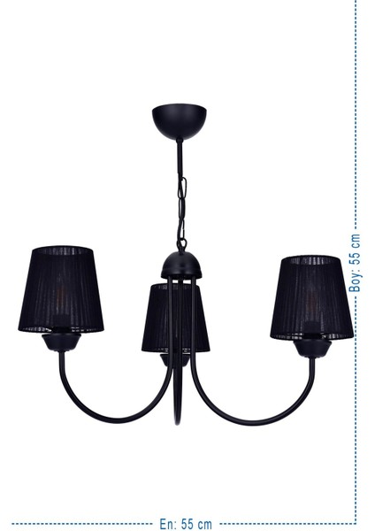 Oregon 3 Lü Siyah Avize (Siyah Şapkalı) fiyatları