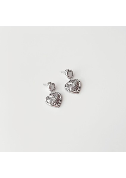 Heartley Grey Steel Earring | Çelik Küpe