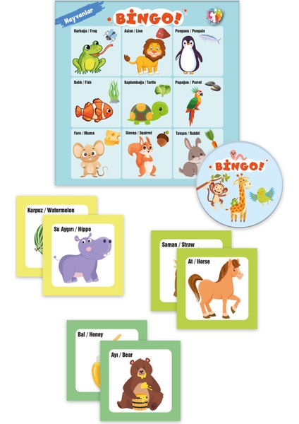 Bingo Oyunu \ Hayvanlar ve Yiyecekleri -Animals And Their Food