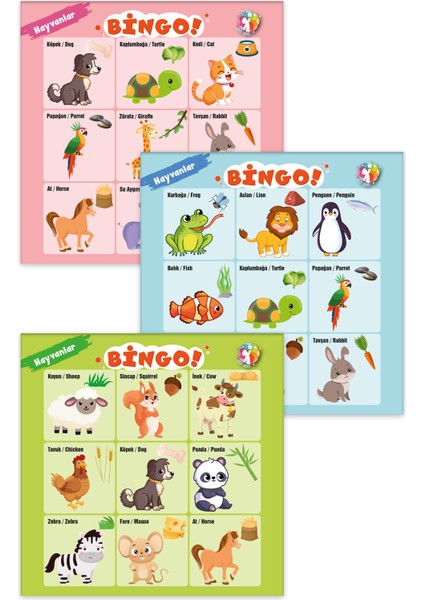 Bingo Oyunu \ Hayvanlar ve Yiyecekleri -Animals And Their Food