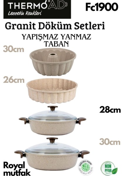 4'lü Vizon Set (28-30 cm Karnıyarık Tenceresi-Kek Kalıbı-Tart Kalıbı)