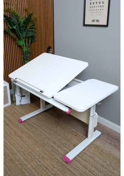 Vega Simple Kız Çocuk Odası Çalışma Masası, Ergonomik Ayarlanabilir Çalışma Masası - 130x70 Cm, Beyaz/Fuşya modelleri