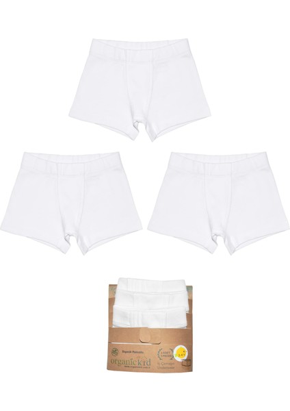 Basic Erkek Çocuk Beyaz Iç Çamaşır Boxer Set 3lü